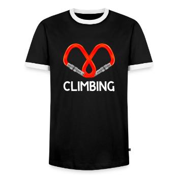 Climbing Mountaineering Mountaineering Alpine Carabiner - Men's Ringer Shirt - black/white - Front - AI Model Female 172 light (172cm) & AI Model Male 178 light (178cm)