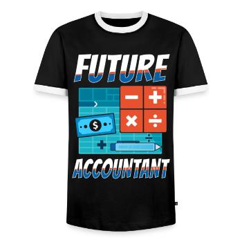 Comptable Comptable Comptable Comptabilité - T-shirt contrasté Homme - noir/blanc - Devant - AI Model Female 172 light (172cm) & AI Model Male 178 light (178cm)
