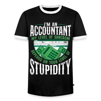 Accountant Bookkeeper Accounting - Men's Ringer Shirt - black/white - Front - AI Model Female 172 light (172cm) & AI Model Male 178 light (178cm)