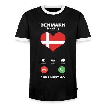 Denmark is calling Denmark Heart Souvenir - Men's Ringer Shirt - black/white - Front - AI Model Female 172 light (172cm) & AI Model Male 178 light (178cm)