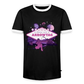 Fabulous world of Arrowtag - Men's Ringer Shirt - black/white - Front - AI Model Female 172 light (172cm) & AI Model Male 178 light (178cm)