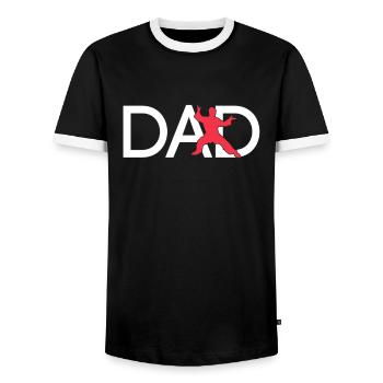 Martial Arts Dad - Men's Ringer Shirt - black/white - Front - AI Model Female 172 light (172cm) & AI Model Male 178 light (178cm)