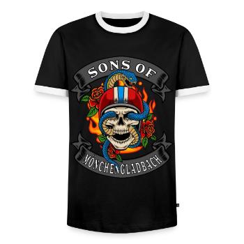 Biker Gift sons of Mönchengladbach - Men's Ringer Shirt - black/white - Front - AI Model Female 172 light (172cm) & AI Model Male 178 light (178cm)