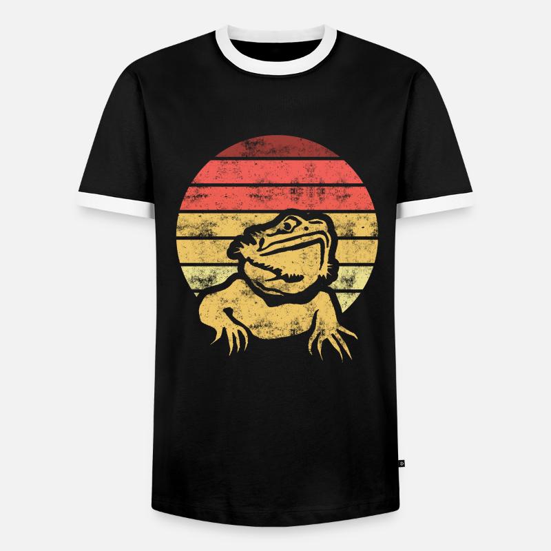 Retro Eidechse Echse - Männer Kontrast-T-Shirt - Schwarz/Weiß