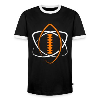 American Football Ball Atom Spieler Lineman Tackle - Männer Kontrast-T-Shirt - Schwarz/Weiß - Vorne - AI Model Female 172 light (172cm) & AI Model Male 178 light (178cm)