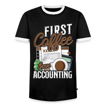 Accountant Bookkeeper Accounting - Men's Ringer Shirt - black/white - Front - AI Model Female 172 light (172cm) & AI Model Male 178 light (178cm)