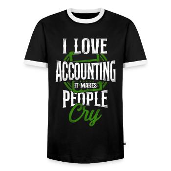 Accountant Bookkeeper Accounting - Men's Ringer Shirt - black/white - Front - AI Model Female 172 light (172cm) & AI Model Male 178 light (178cm)