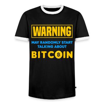 Bitcoin Trader Cryptos Cadeau - T-shirt contrasté Homme - noir/blanc - Devant - AI Model Female 172 light (172cm) & AI Model Male 178 light (178cm)