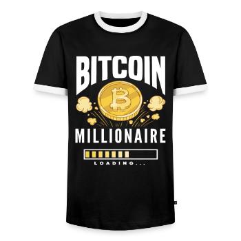 Bitcoin Millionaire Cadeau - T-shirt contrasté Homme - noir/blanc - Devant - AI Model Female 172 light (172cm) & AI Model Male 178 light (178cm)