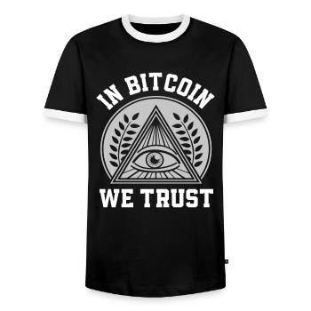 Bitcoin Crypto-monnaie Cadeau CryptoTrader - T-shirt contrasté Homme - noir/blanc - Devant - AI Model Female 172 light (172cm) & AI Model Male 178 light (178cm)
