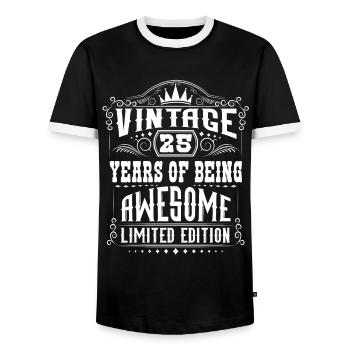 25 ans d’être génial 25 anniversaire 25 ans - T-shirt contrasté Homme - noir/blanc - Devant - AI Model Female 172 light (172cm) & AI Model Male 178 light (178cm)