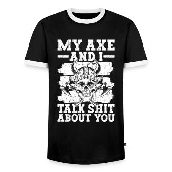 Nordische Axt Wikinger Nordisch Gott - Männer Kontrast-T-Shirt - Schwarz/Weiß - Vorne - AI Model Female 172 light (172cm) & AI Model Male 178 light (178cm)