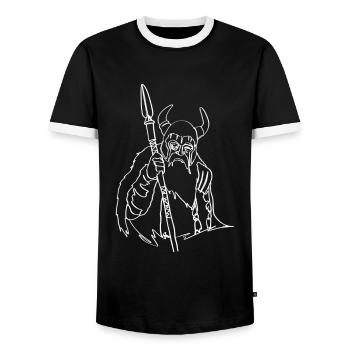 Norse Mythology Odin Oneline Art Nordic - Men's Ringer Shirt - black/white - Front - AI Model Female 172 light (172cm) & AI Model Male 178 light (178cm)