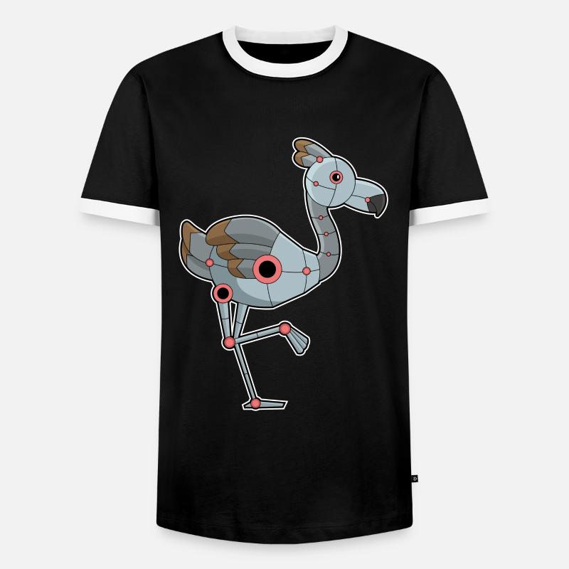 Flamingo as a robot - Men's Ringer Shirt - black/white