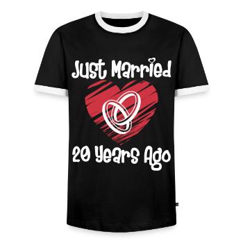 Just Married 20 Years Ago 20th Wedding Anniversary - Männer Kontrast-T-Shirt - Schwarz/Weiß - Vorne - AI Model Female 172 light (172cm) & AI Model Male 178 light (178cm)