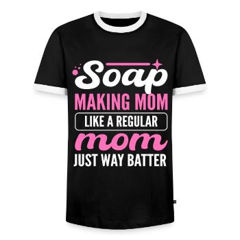 Soap Making Mom Like A Regular Mom Just Way Batter - Men's Ringer Shirt - black/white - Front - AI Model Female 172 light (172cm) & AI Model Male 178 light (178cm)
