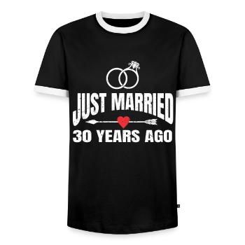 Je viens de me marier il y a 30 ans 30e anniversaire de mariage - T-shirt contrasté Homme - noir/blanc - Devant - AI Model Female 172 light (172cm) & AI Model Male 178 light (178cm)