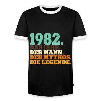 1982 Männer Geburtstag - Männer Kontrast-T-Shirt - Schwarz/Weiß - Vorne - AI Model Female 172 light (172cm) & AI Model Male 178 light (178cm)