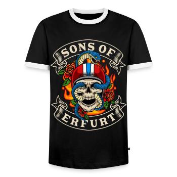 Erfurt Biker Geschenk sons of Erfurt - Männer Kontrast-T-Shirt - Schwarz/Weiß - Vorne - AI Model Female 172 light (172cm) & AI Model Male 178 light (178cm)
