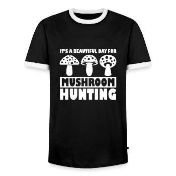 Mushroom Picker Mushrooms Mushroom Finder Mushroom Gift - Men's Ringer Shirt - black/white - Front - AI Model Female 172 light (172cm) & AI Model Male 178 light (178cm)