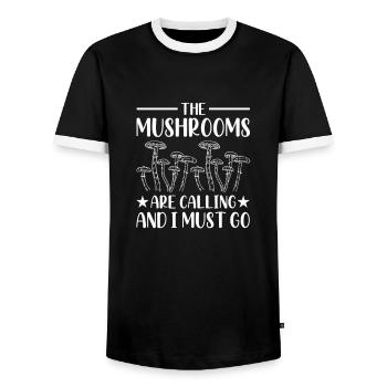 Mushroom Picker Mushroom Finder Gift Idea - Men's Ringer Shirt - black/white - Front - AI Model Female 172 light (172cm) & AI Model Male 178 light (178cm)