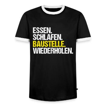 Bauarbeiter Baustelle Bauhandwerk Bauberuf Maurer - Männer Kontrast-T-Shirt - Schwarz/Weiß - Vorne - AI Model Female 172 light (172cm) & AI Model Male 178 light (178cm)