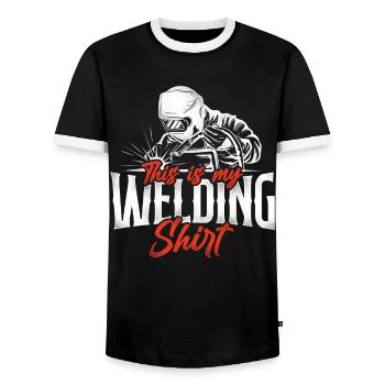 Soudage soudeur vintage C’est mon - T-shirt contrasté Homme - noir/blanc - Devant - AI Model Female 172 light (172cm) & AI Model Male 178 light (178cm)