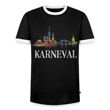 Skyline Düsseldorf Karneval Fünfte Jahreszeit - Männer Kontrast-T-Shirt - Schwarz/Weiß - Vorne - AI Model Female 172 light (172cm) & AI Model Male 178 light (178cm)