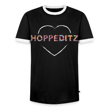 Düsseldorf Karneval Koneffti Narr Närrin Jeck - Männer Kontrast-T-Shirt - Schwarz/Weiß - Vorne - AI Model Female 172 light (172cm) & AI Model Male 178 light (178cm)