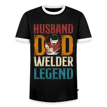 Welder Welding Dad Father Vintage - Men's Ringer Shirt - black/white - Front - AI Model Female 172 light (172cm) & AI Model Male 178 light (178cm)