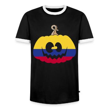 Hongrie Halloween Citrouille - T-shirt contrasté Homme - noir/blanc - Devant - AI Model Female 172 light (172cm) & AI Model Male 178 light (178cm)