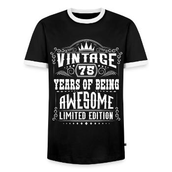 75 Years Of Being Awesome 75 Birthday 75 Years - Men's Ringer Shirt - black/white - Front - AI Model Female 172 light (172cm) & AI Model Male 178 light (178cm)