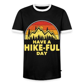 Wandern Have A Hike-Ful Day Trekking Wanderer - Männer Kontrast-T-Shirt - Schwarz/Weiß - Vorne - AI Model Female 172 light (172cm) & AI Model Male 178 light (178cm)