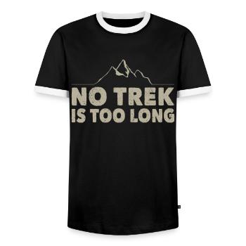 Hiking No Trek Is Too Long Trekking Wanderer - Men's Ringer Shirt - black/white - Front - AI Model Female 172 light (172cm) & AI Model Male 178 light (178cm)