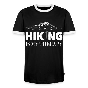 Wandern Hiking Is My Therapy Trekking Wanderer - Männer Kontrast-T-Shirt - Schwarz/Weiß - Vorne - AI Model Female 172 light (172cm) & AI Model Male 178 light (178cm)
