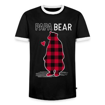 Papa Bear - Men's Ringer Shirt - black/white - Front - AI Model Female 172 light (172cm) & AI Model Male 178 light (178cm)