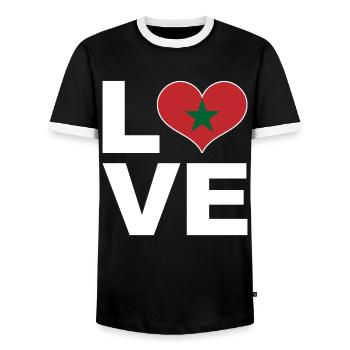 I love Morocco heart flag Morocco - Men's Ringer Shirt - black/white - Front - AI Model Female 172 light (172cm) & AI Model Male 178 light (178cm)
