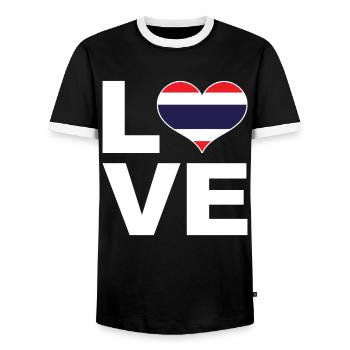 J’aime le drapeau du cœur de la Thaïlande - T-shirt contrasté Homme - noir/blanc - Devant - AI Model Female 172 light (172cm) & AI Model Male 178 light (178cm)
