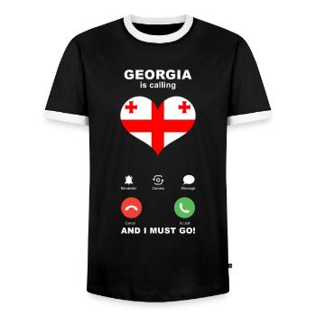 La Géorgie appelle Georgia Heart Souvenir - T-shirt contrasté Homme - noir/blanc - Devant - AI Model Female 172 light (172cm) & AI Model Male 178 light (178cm)