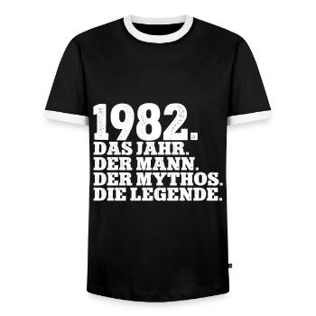 1982 Männer Geburtstag - Männer Kontrast-T-Shirt - Schwarz/Weiß - Vorne - AI Model Female 172 light (172cm) & AI Model Male 178 light (178cm)