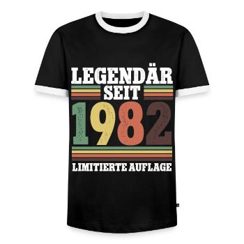 Legendär Seit 1982 Geburtstag - Männer Kontrast-T-Shirt - Schwarz/Weiß - Vorne - AI Model Female 172 light (172cm) & AI Model Male 178 light (178cm)