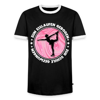 Eislaufen - Männer Kontrast-T-Shirt - Schwarz/Weiß - Vorne - AI Model Female 172 light (172cm) & AI Model Male 178 light (178cm)