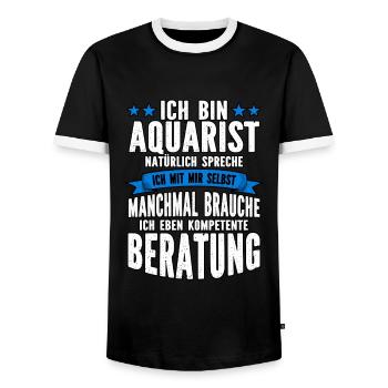 Aquarianer - Männer Kontrast-T-Shirt - Schwarz/Weiß - Vorne - AI Model Female 172 light (172cm) & AI Model Male 178 light (178cm)