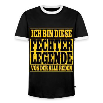 Fechten - Männer Kontrast-T-Shirt - Schwarz/Weiß - Vorne - AI Model Female 172 light (172cm) & AI Model Male 178 light (178cm)