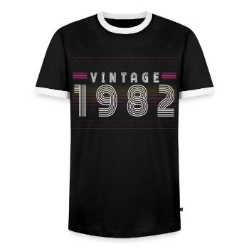 1982 Geburtstag - Männer Kontrast-T-Shirt - Schwarz/Weiß - Vorne - AI Model Female 172 light (172cm) & AI Model Male 178 light (178cm)