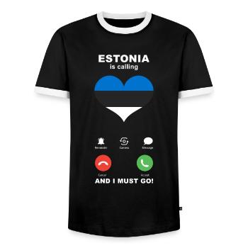 L’Estonie appelle Estonia Heart Souvenir - T-shirt contrasté Homme - noir/blanc - Devant - AI Model Female 172 light (172cm) & AI Model Male 178 light (178cm)