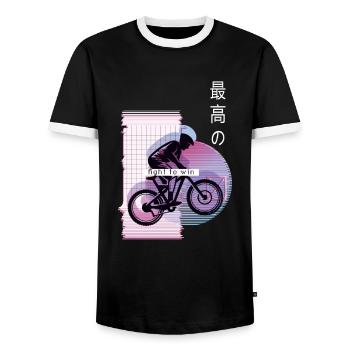 Vaporwave Metaverse Downhill - Männer Kontrast-T-Shirt - Schwarz/Weiß - Vorne - AI Model Female 172 light (172cm) & AI Model Male 178 light (178cm)