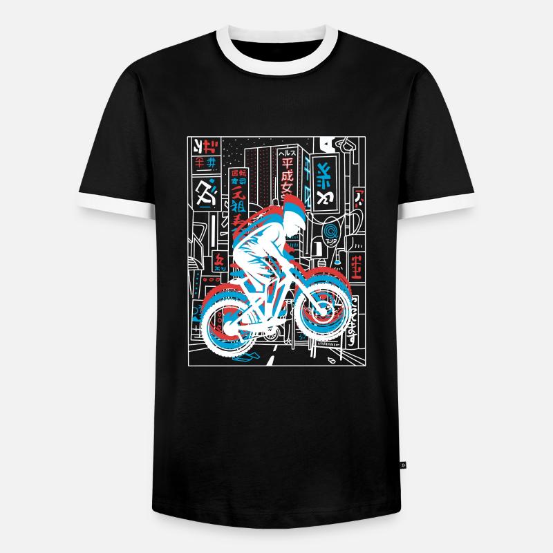 Vaporwave Synthwave Skyline Downhill - Männer Kontrast-T-Shirt - Schwarz/Weiß