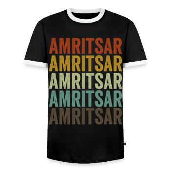 Amritsar India Rétro Vintage - T-shirt contrasté Homme - noir/blanc - Devant - AI Model Female 172 light (172cm) & AI Model Male 178 light (178cm)