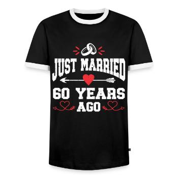 Je viens de me marier il y a 60 ans 60e anniversaire de mariage - T-shirt contrasté Homme - noir/blanc - Devant - AI Model Female 172 light (172cm) & AI Model Male 178 light (178cm)
